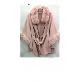 Poncho bord en fausse fourrure Xy75P rose