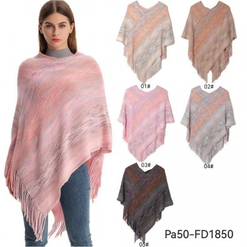 Poncho rayé multicolors