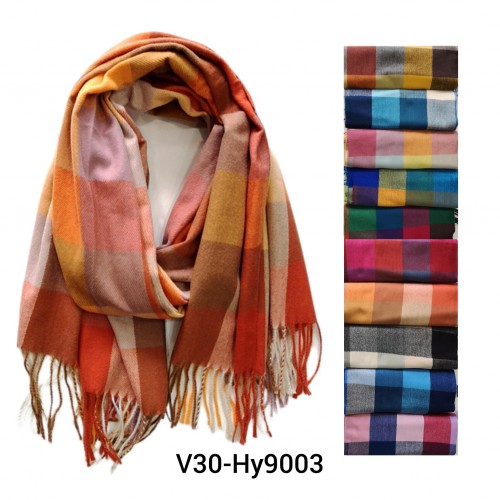 Echarpe laine viscose imprimé eccossais V30 Hy9002