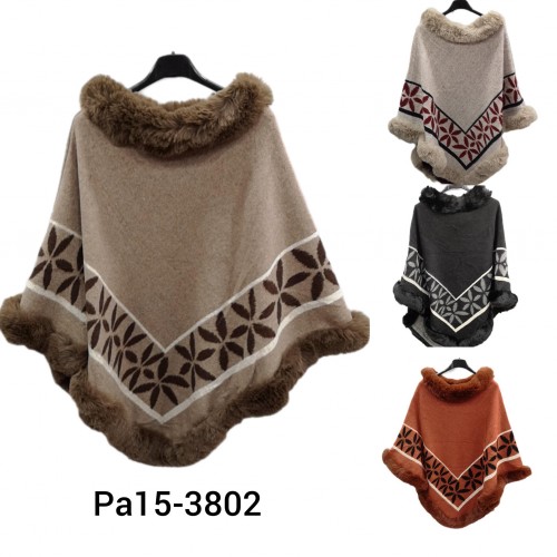 Poncho bordure en fausse fourrure Sb3802