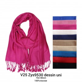 echarpe pashmina 100 %viscose uni dessin ton sur ton