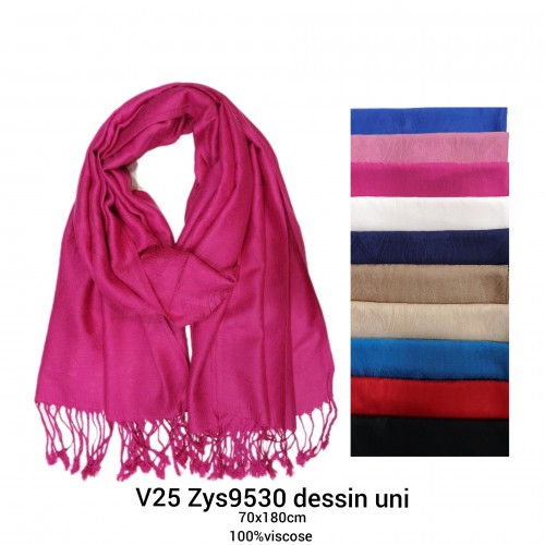 echarpe pashmina 100 %viscose uni dessin ton sur ton