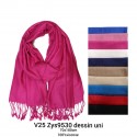 echarpe pashmina 100 %viscose uni dessin ton sur ton