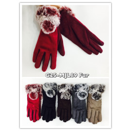 Gant  doux  pompom fourrure