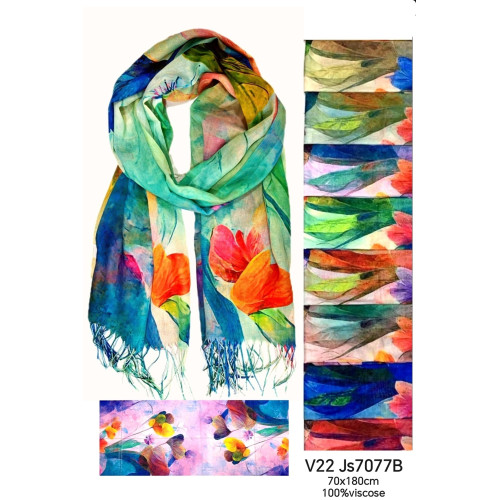echarpe imprimé fleur peinture Js7077B