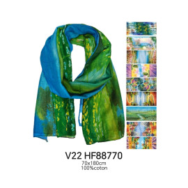 echarpe motif paysage peinture HF88770