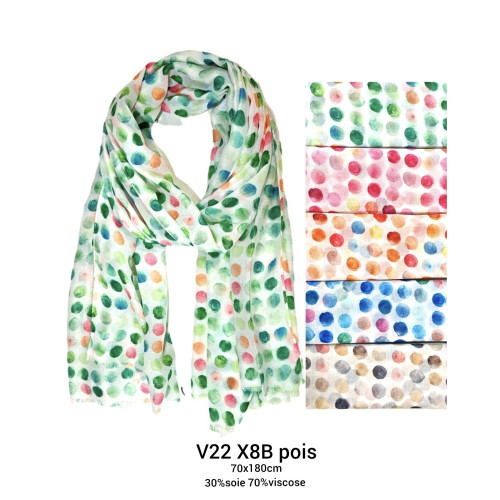 echarpe soie viscose petit pois V22 X8B