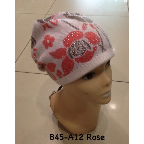 Bonnet en laine fleur & strass